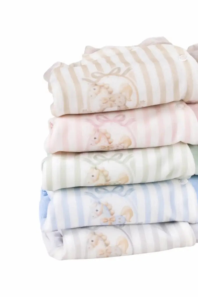 Cotton Velvet Footed Babygrow – Rocking Horse