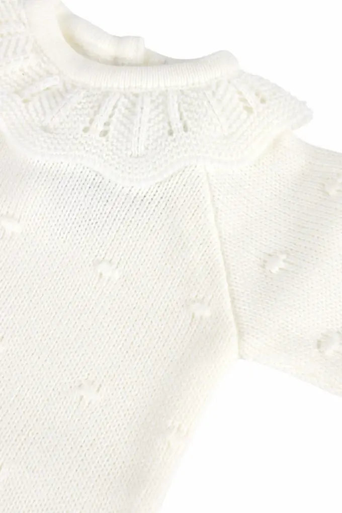Textured Knit Baby Romper & Hat Set