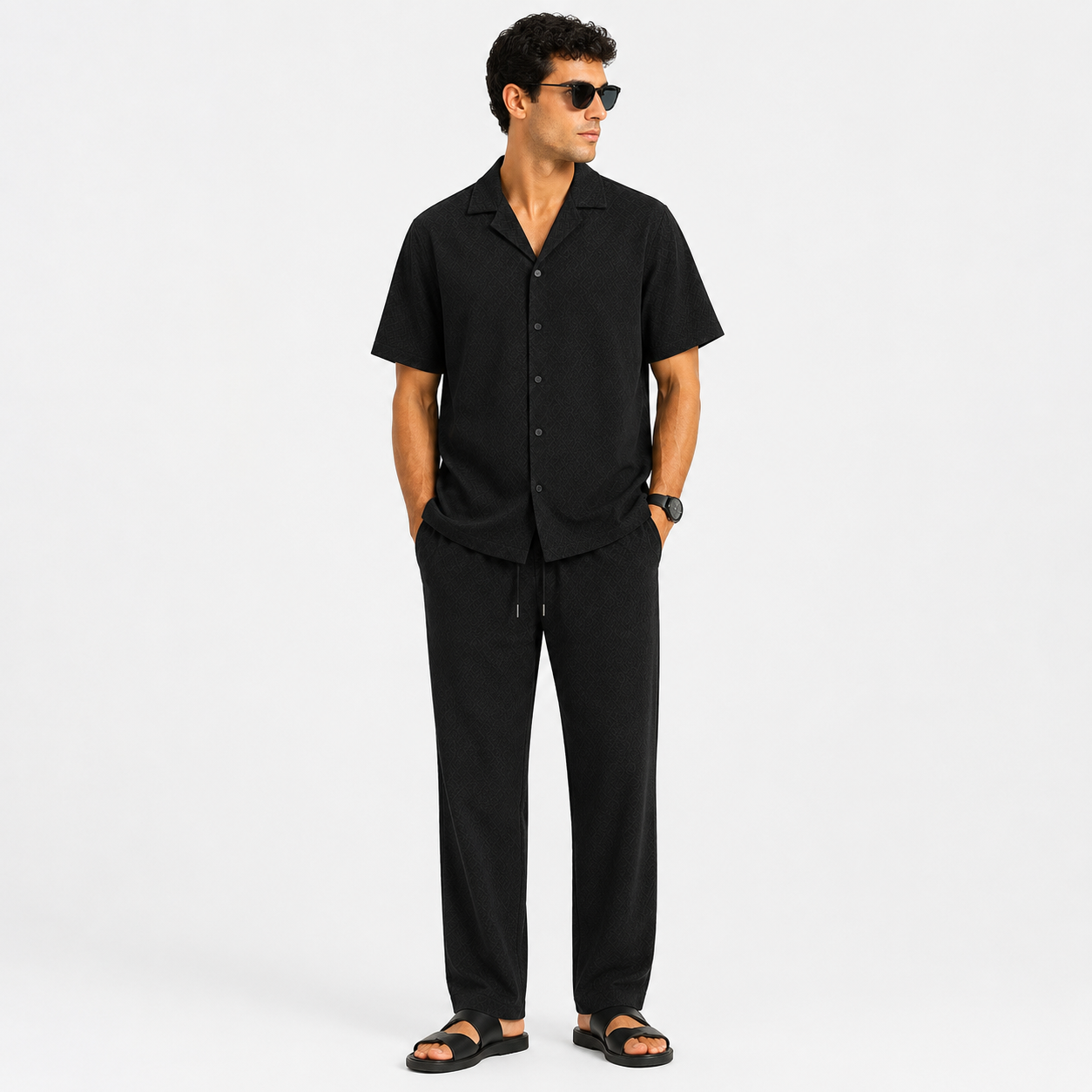 Black Refined Co-Ord Pants Set