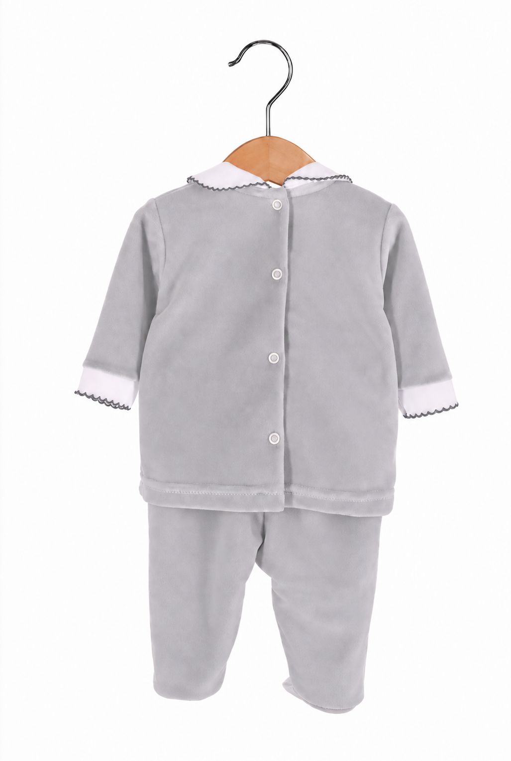 2-Piece Cotton Knit Baby Set – Grey