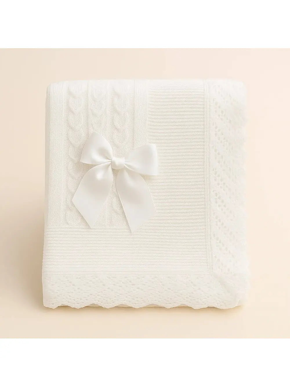 Baby Blanket with Lace – White