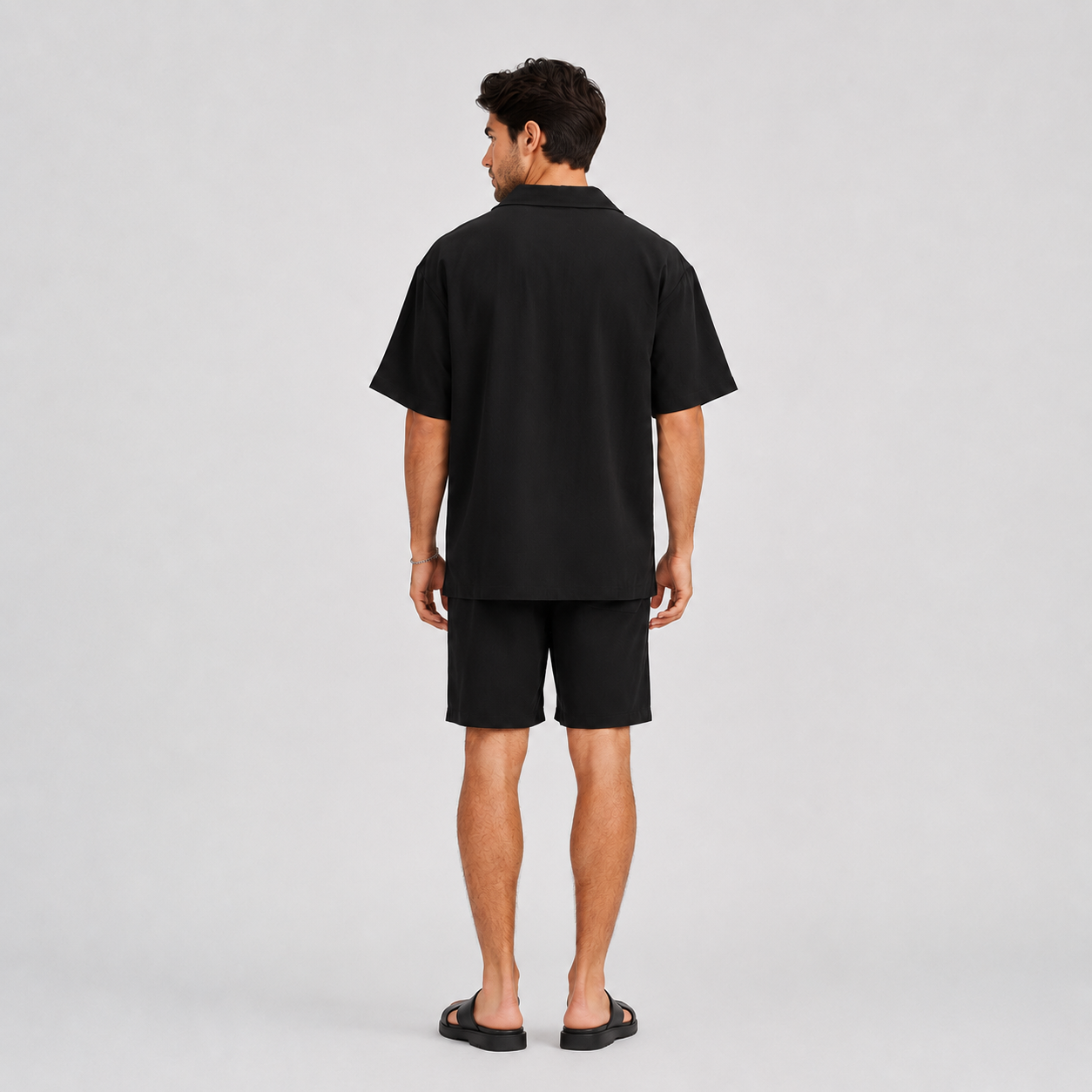 Black Fluid Shirt & Shorts Set