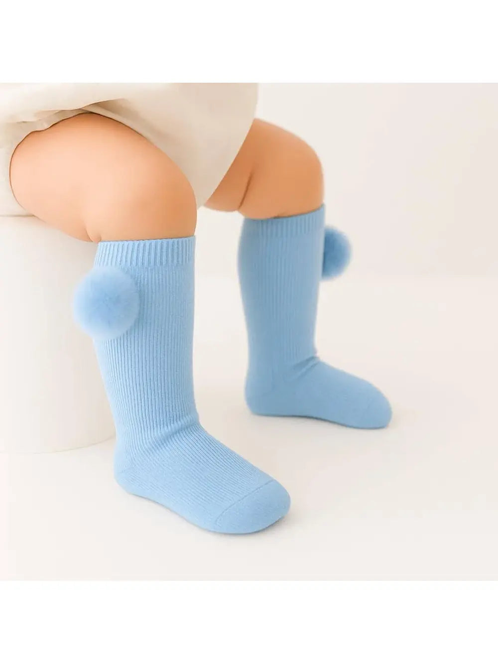 High Baby Socks with fur Pom-Pom