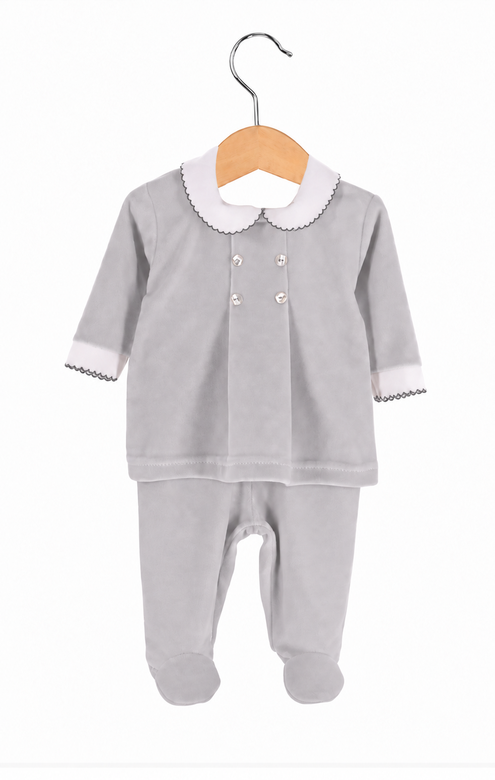 2-Piece Cotton Knit Baby Set – Grey