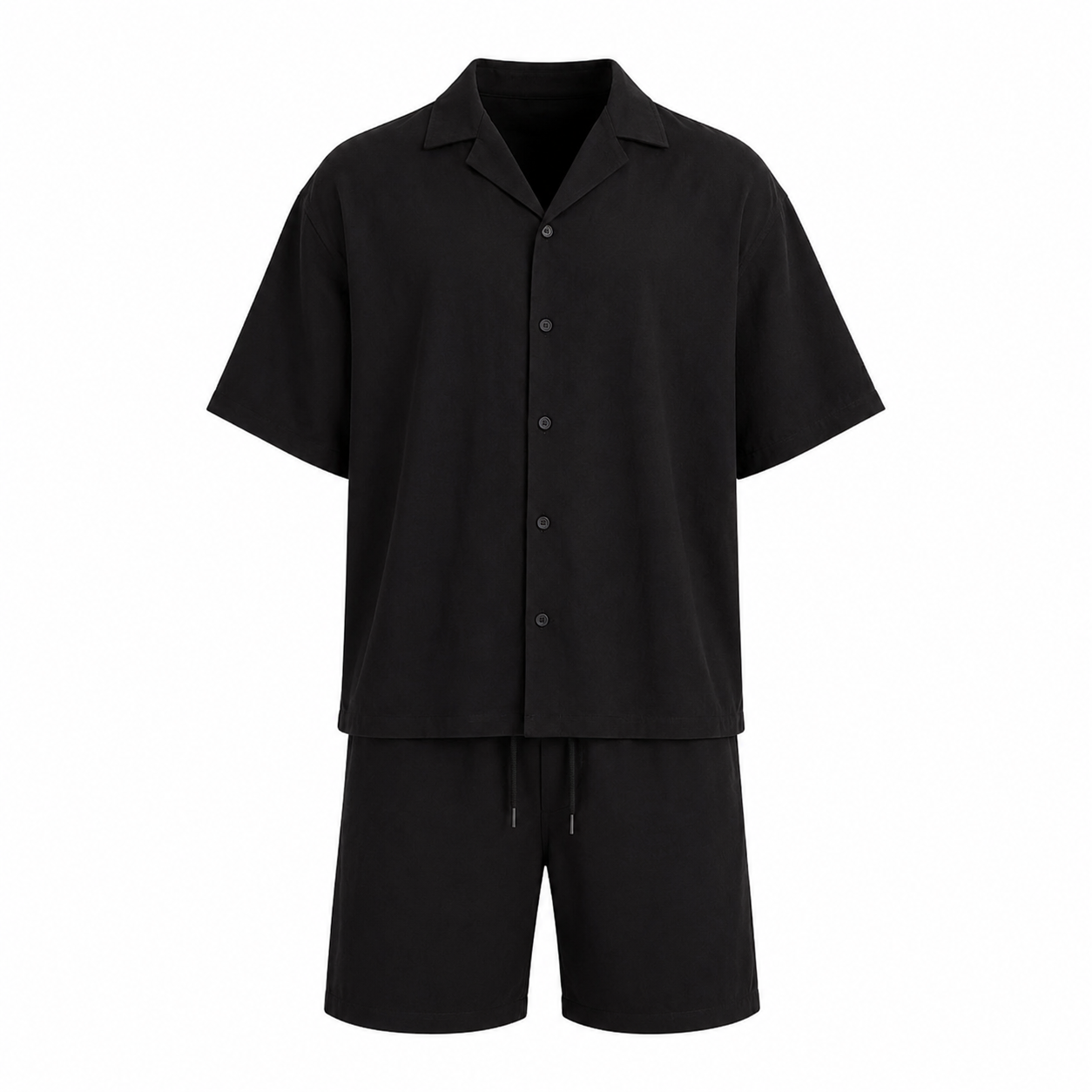 Black Fluid Shirt & Shorts Set