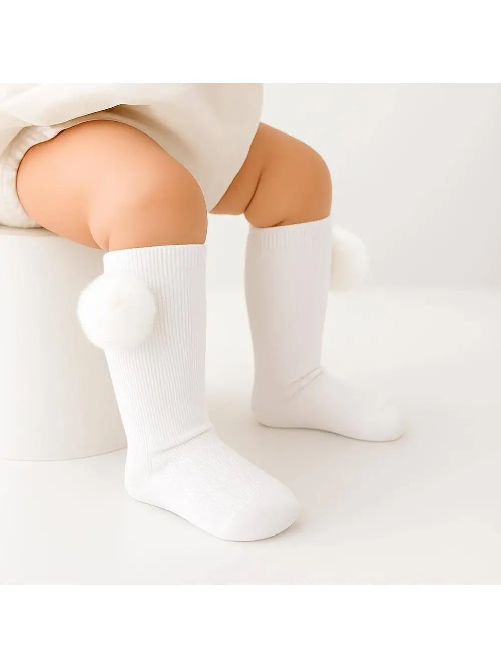 High Baby Socks with fur Pom-Pom